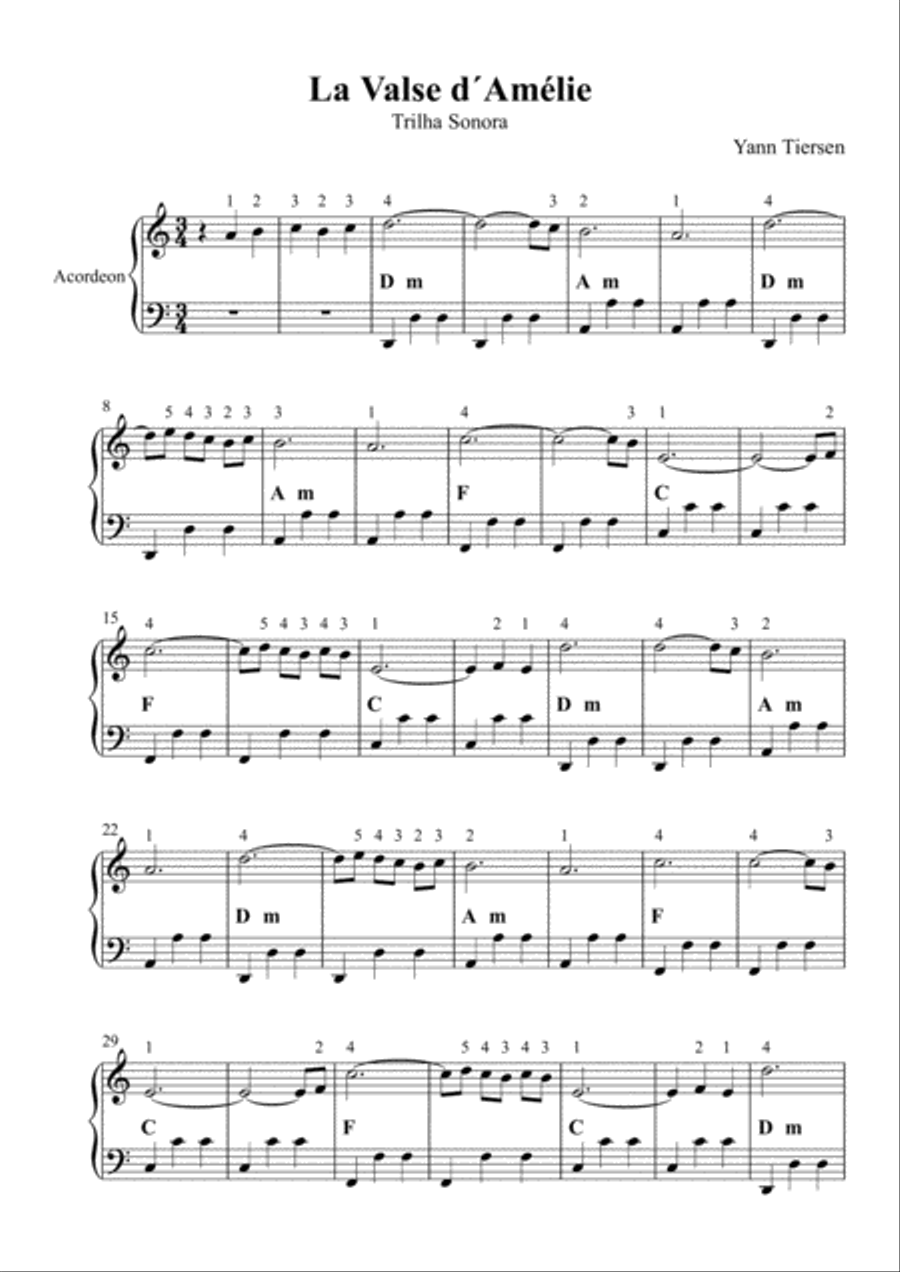 La Valse D'amelie Accordion scores gallery preview page 1