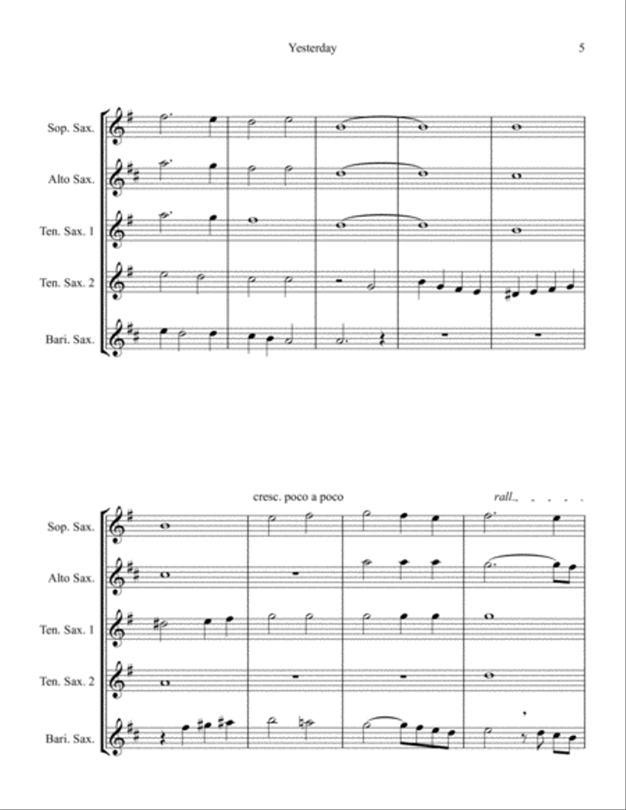 Yesterday Small Ensemble scores gallery preview page 5