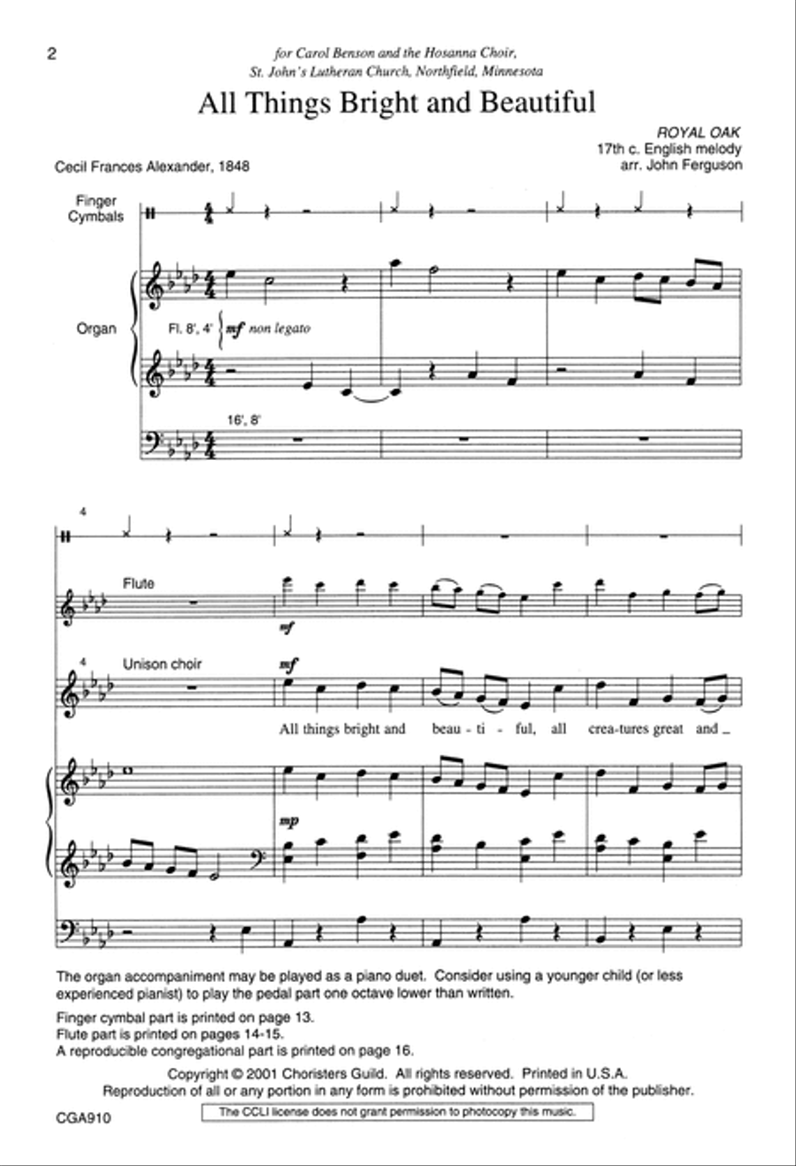 All Things Bright and Beautiful (arr. Ferguson) Choir scores gallery preview page 2