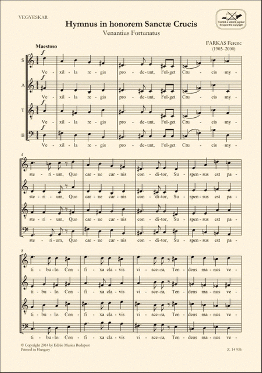 Hymnus in honorem Sanctae Crucis 4-Part scores gallery preview page 1