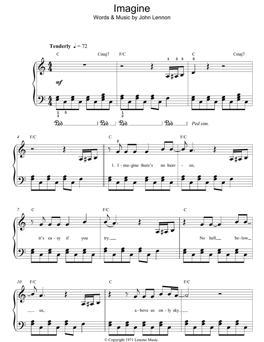 Imagine Easy Piano scores gallery preview page 1