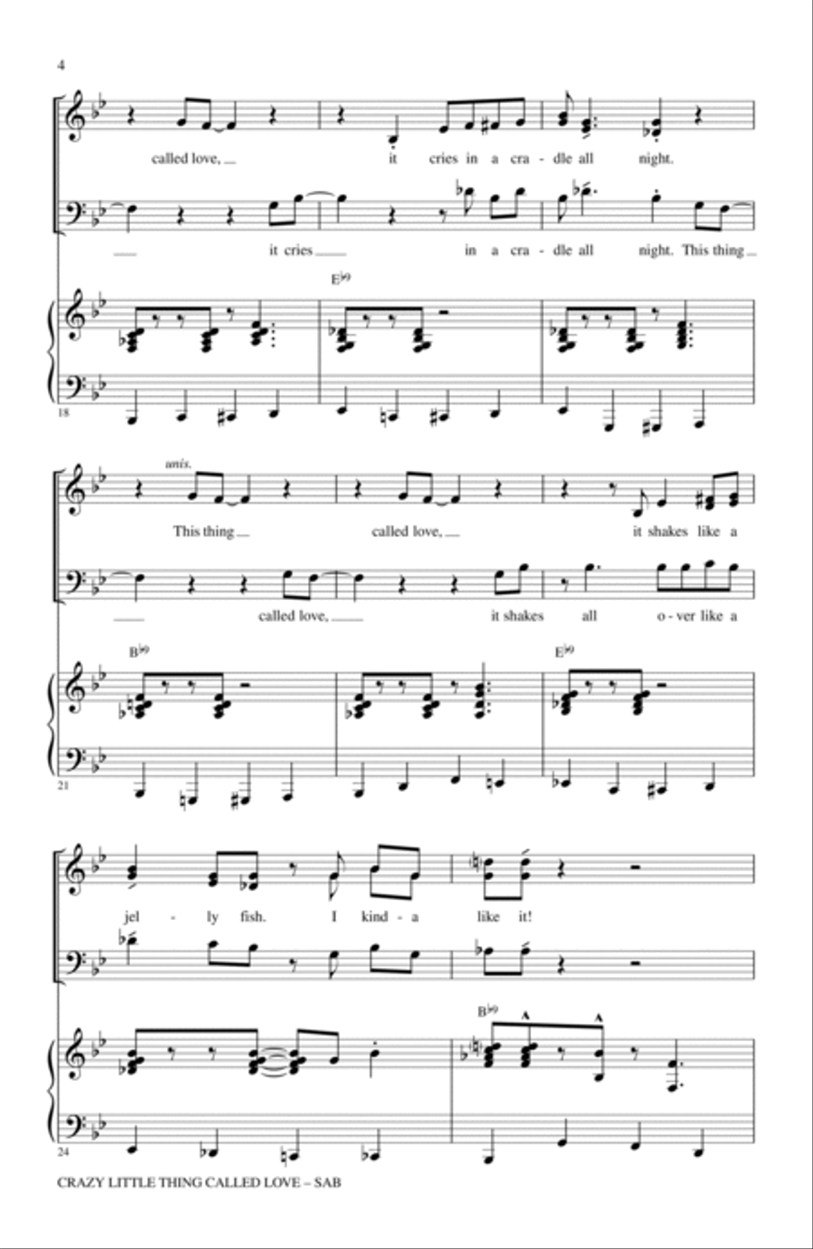 Crazy Little Thing Called Love (arr. Kirby Shaw) 3-Part scores gallery preview page 3