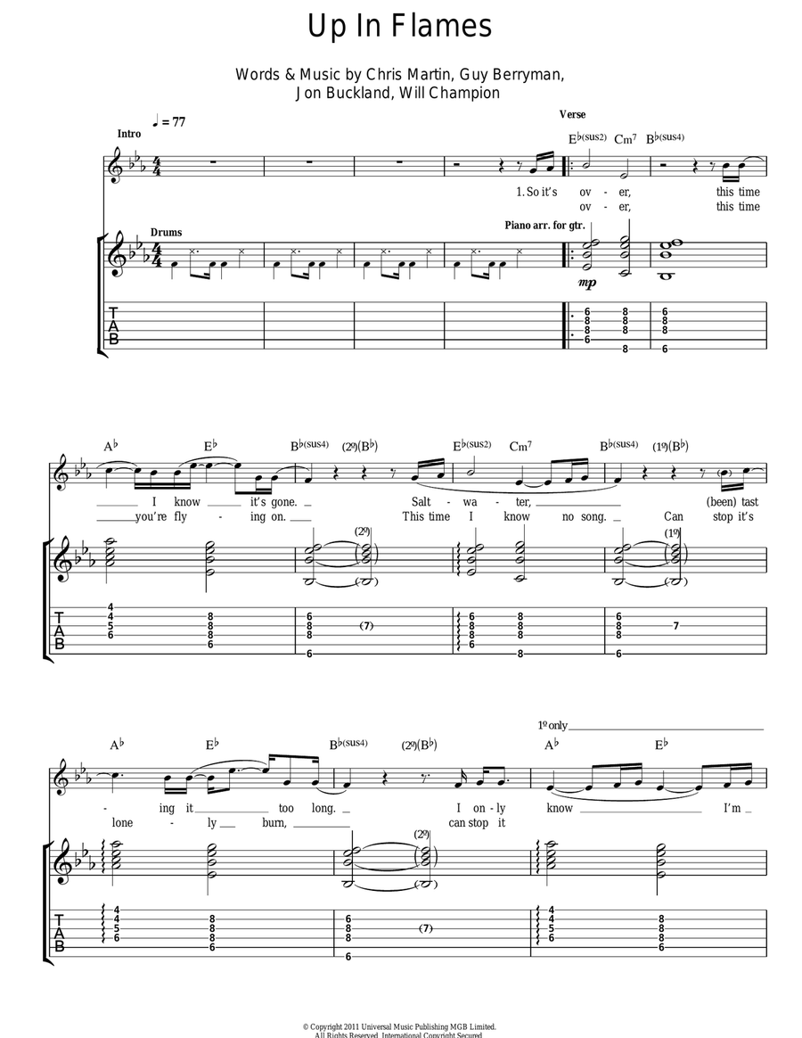 Up In Flames Acoustic Guitar scores gallery preview page 1