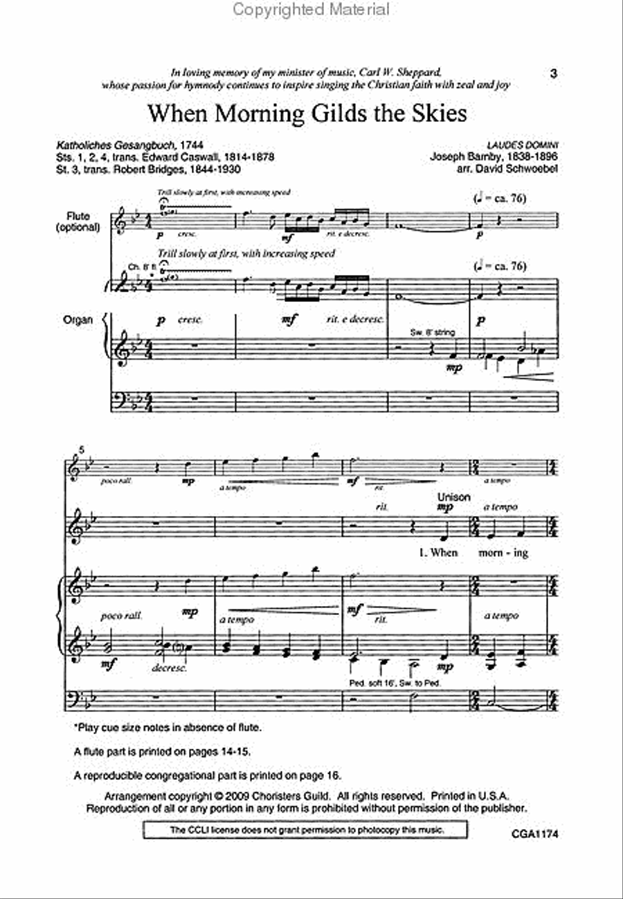 When Morning Gilds the Skies Unison Choir scores gallery preview page 2