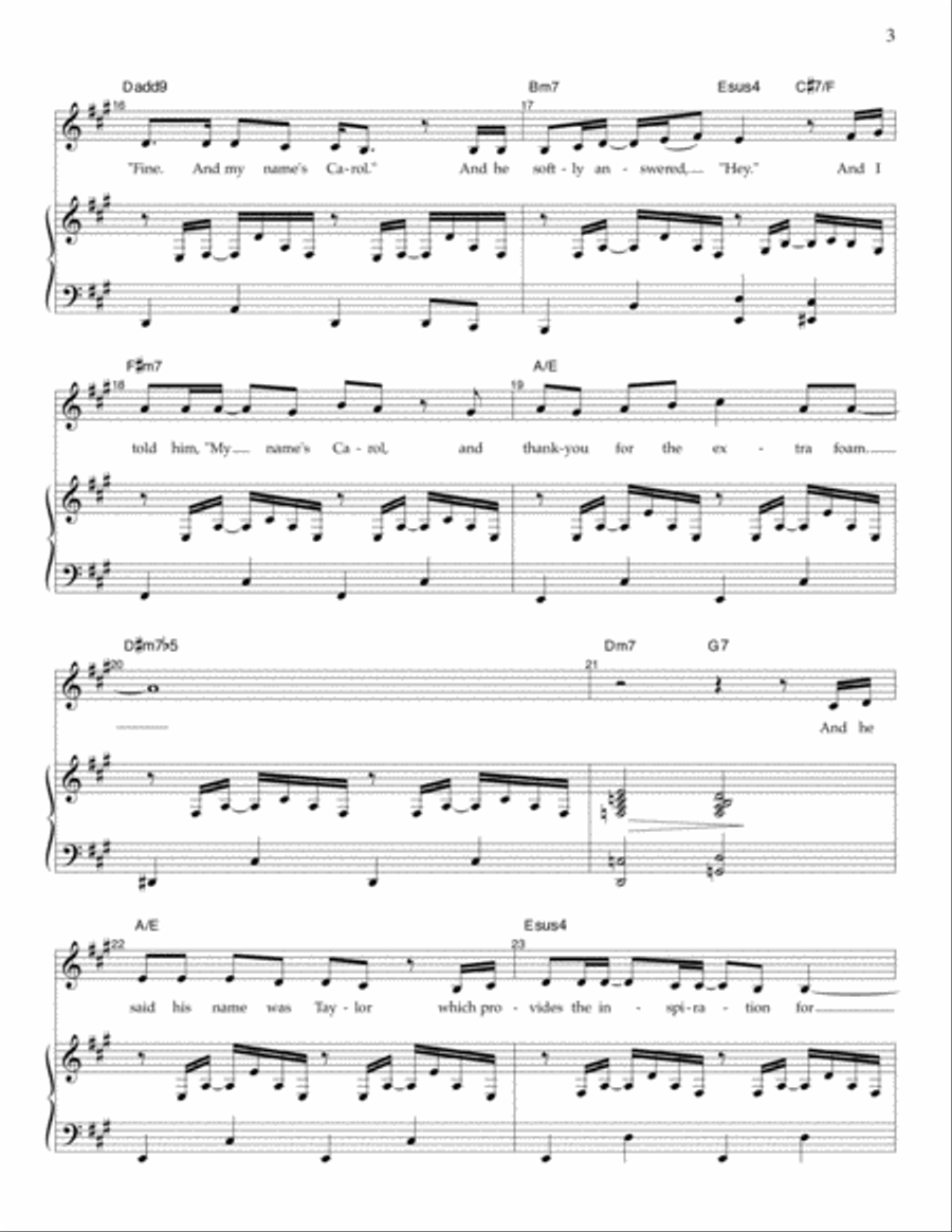 Taylor, The Latte Boy Piano, Vocal scores gallery preview page 3