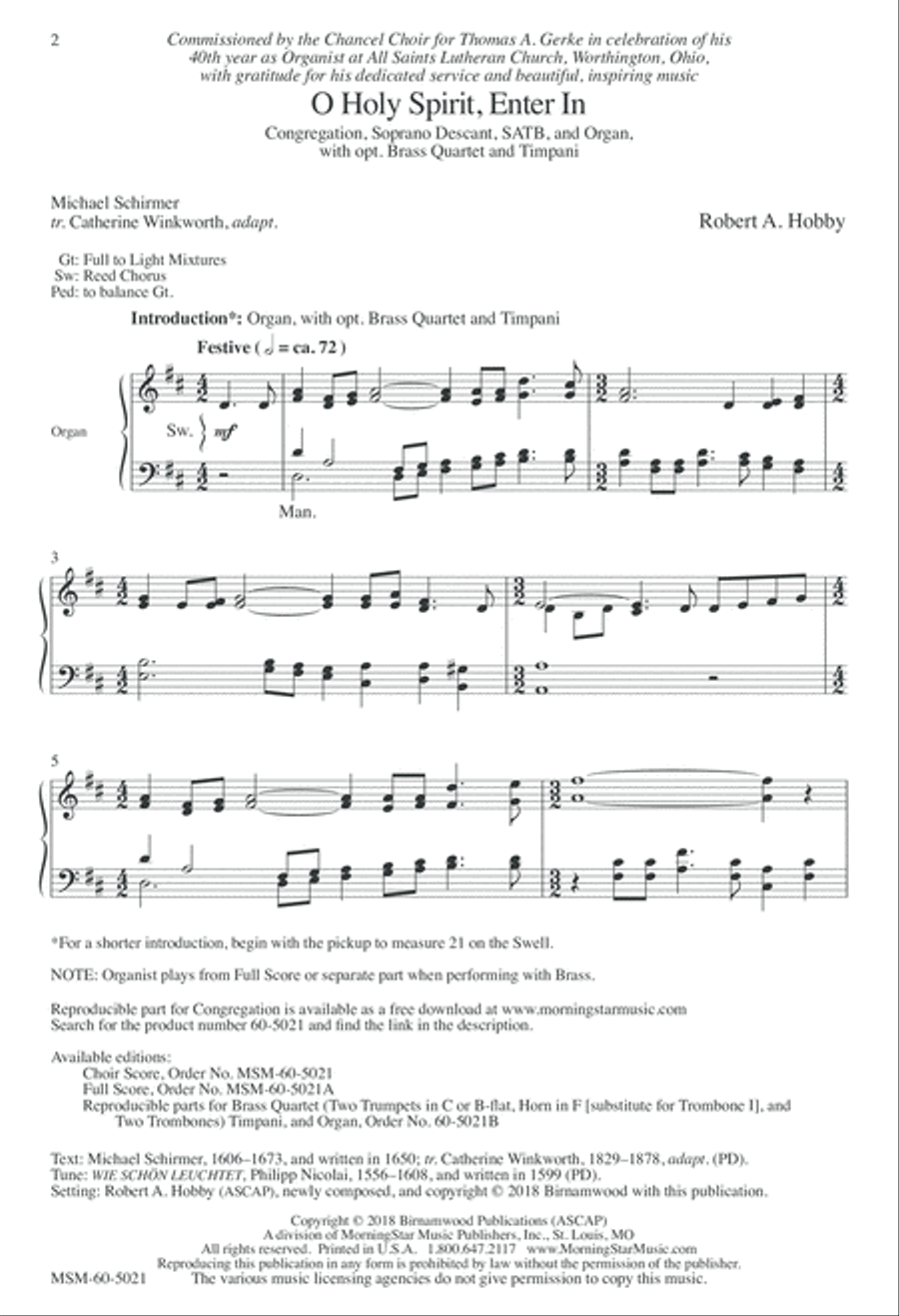 O Holy Spirit, Enter In 4-Part scores gallery preview page 2