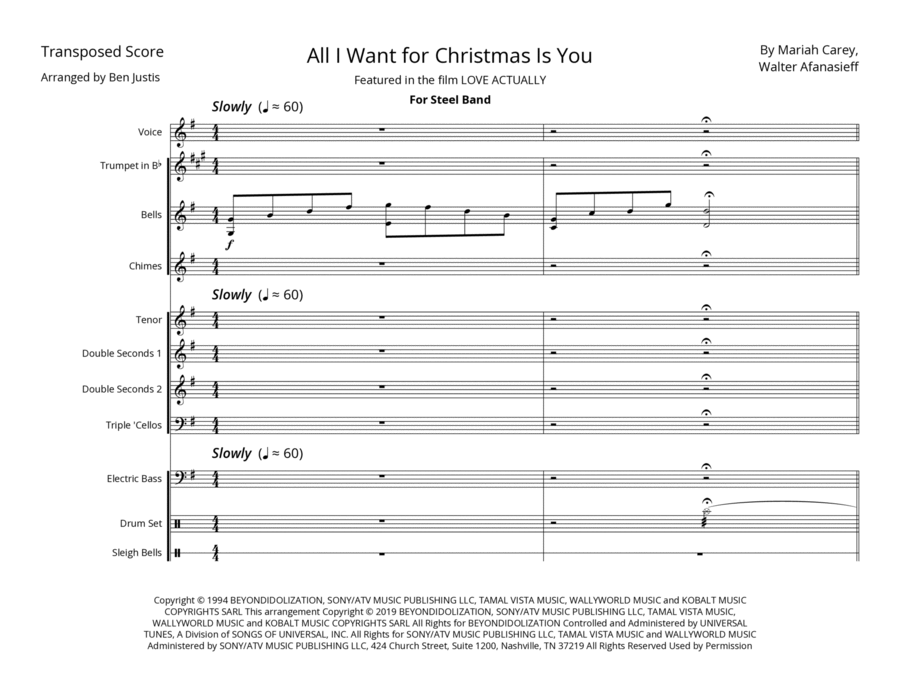 All I Want For Christmas Is You Steel Drum Band scores gallery preview page 1