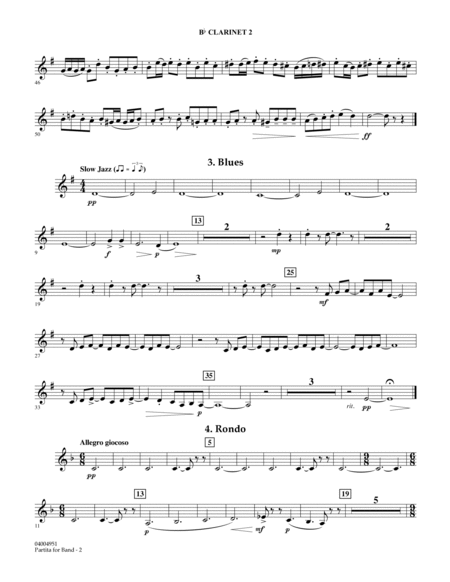 Partita for Band - Bb Clarinet 2