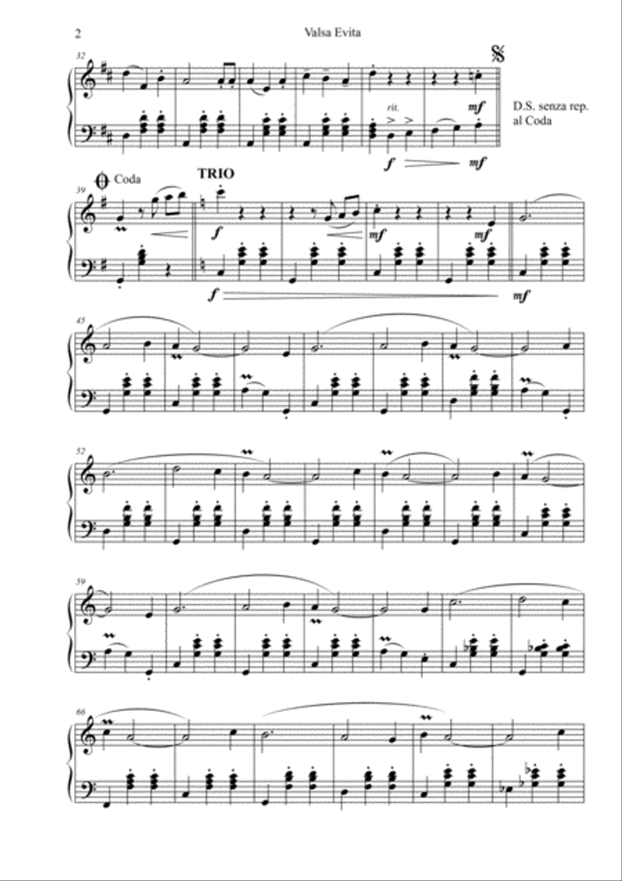 Valsa Evita Piano Solo scores gallery preview page 2