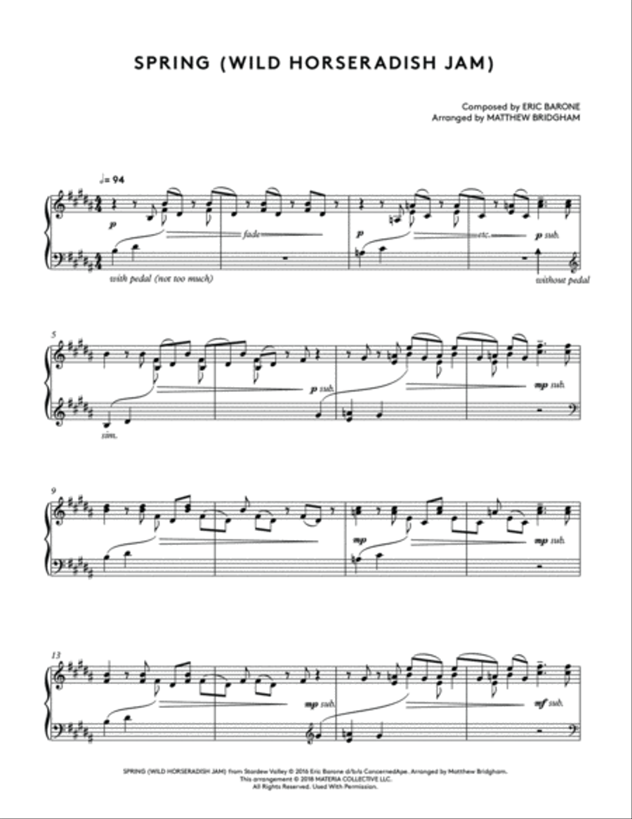 Spring (Wild Horseradish Jam) (Stardew Valley Piano Collections) Piano Solo scores gallery preview page 2