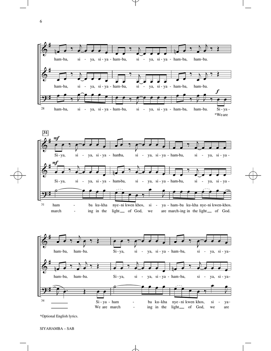Siyahamba (arr. Ruth Morris Gray) 3-Part scores gallery preview page 4