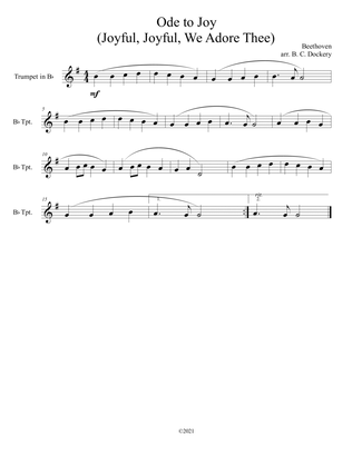 Ode to Joy (Joyful, Joyful, We Adore Thee) for solo trumpet