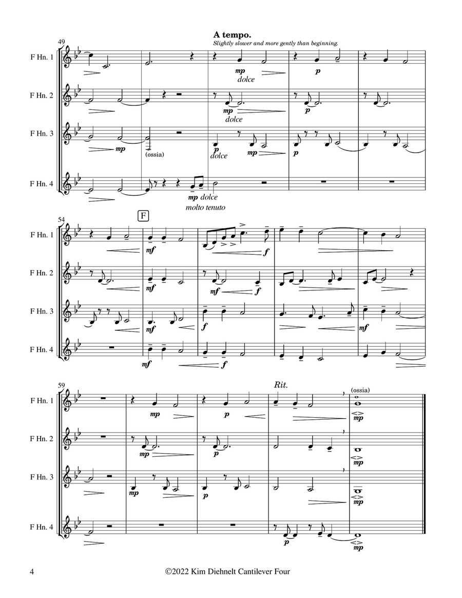 Diehnelt: Cantilever Four for Horn Quartet French Horn Quartet scores gallery preview page 5
