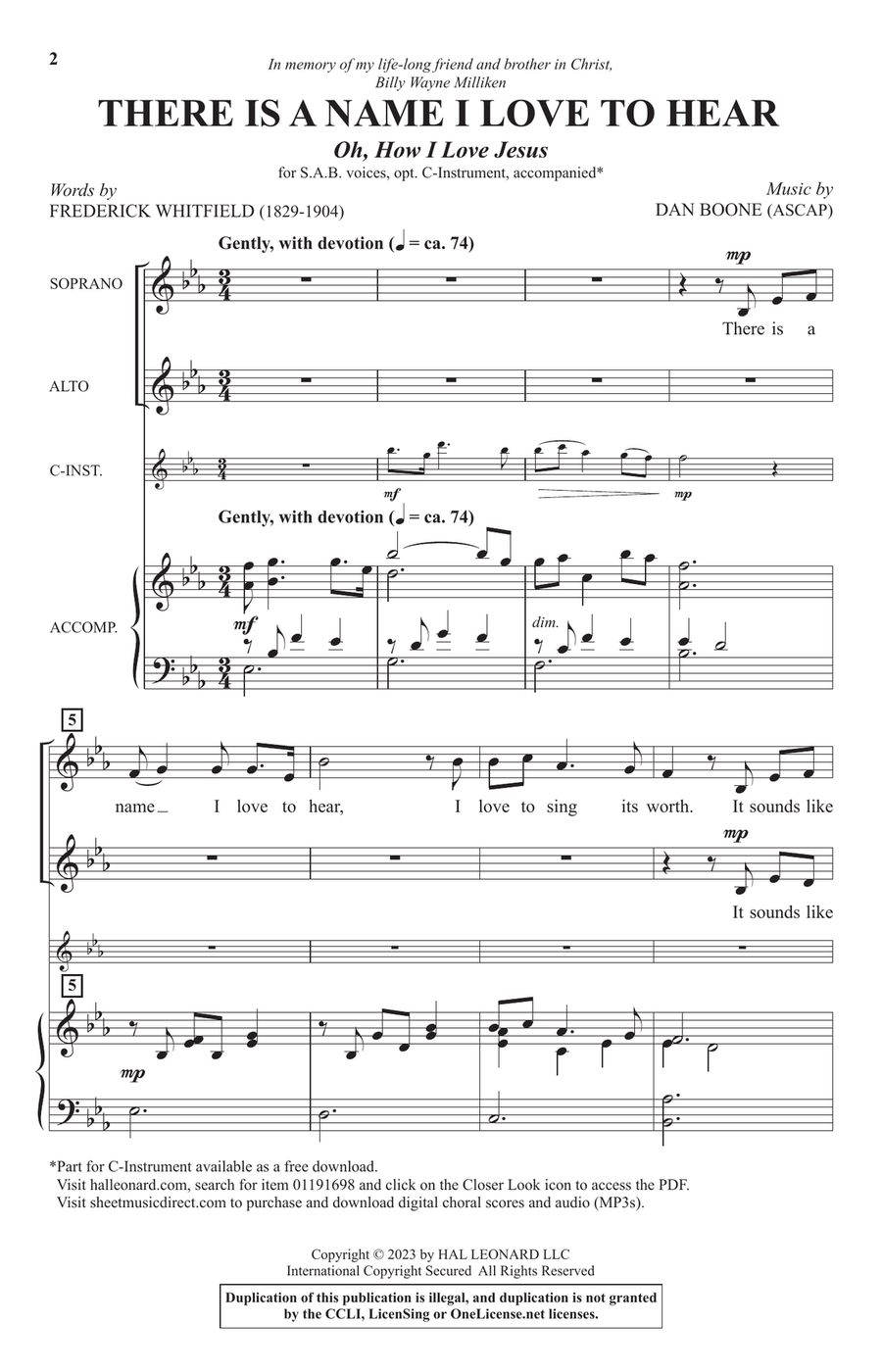 There Is A Name I Love To Hear (Oh, How I Love Jesus) 3-Part - Digital Sheet Music