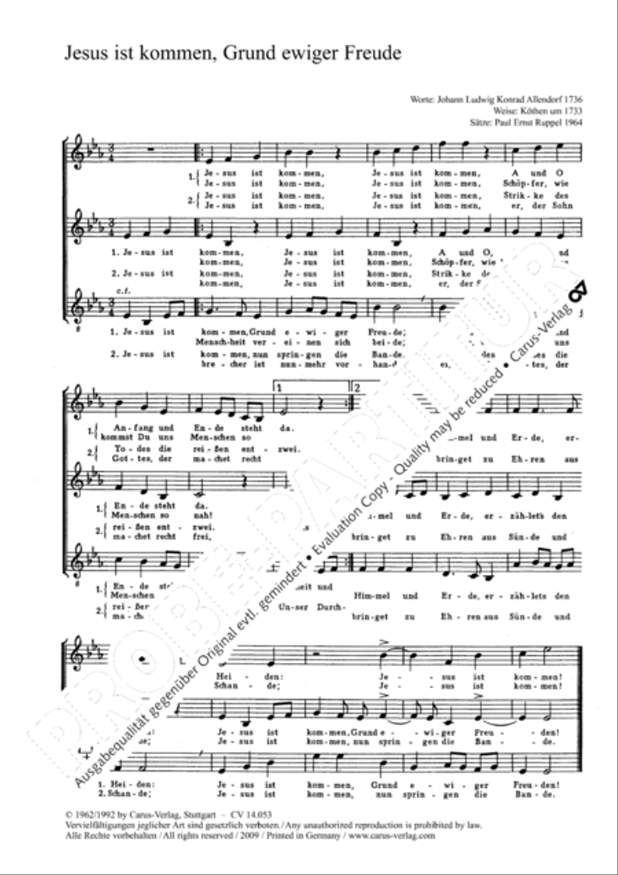 Jesus ist kommen, Grund ewiger Freude 3-Part scores gallery preview page 5