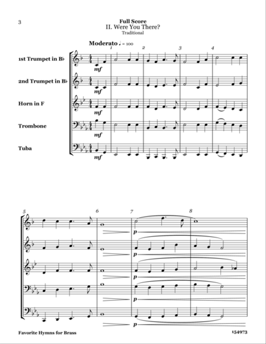 Favorite Hymns for Brass Quintet Brass Quintet scores gallery preview page 4