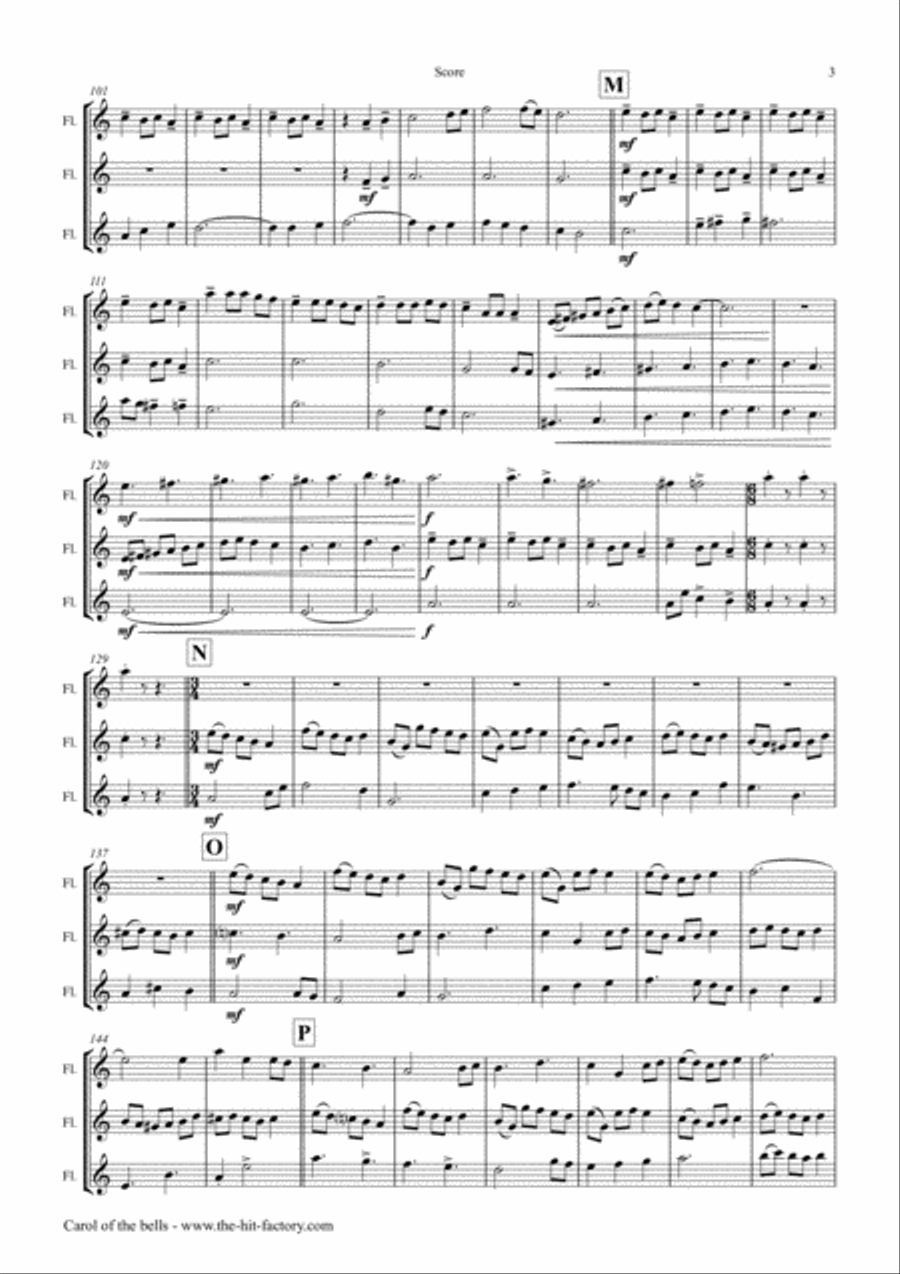 Carol of the Bells - Pentatonix style - Flute Trio Flute Trio scores gallery preview page 3