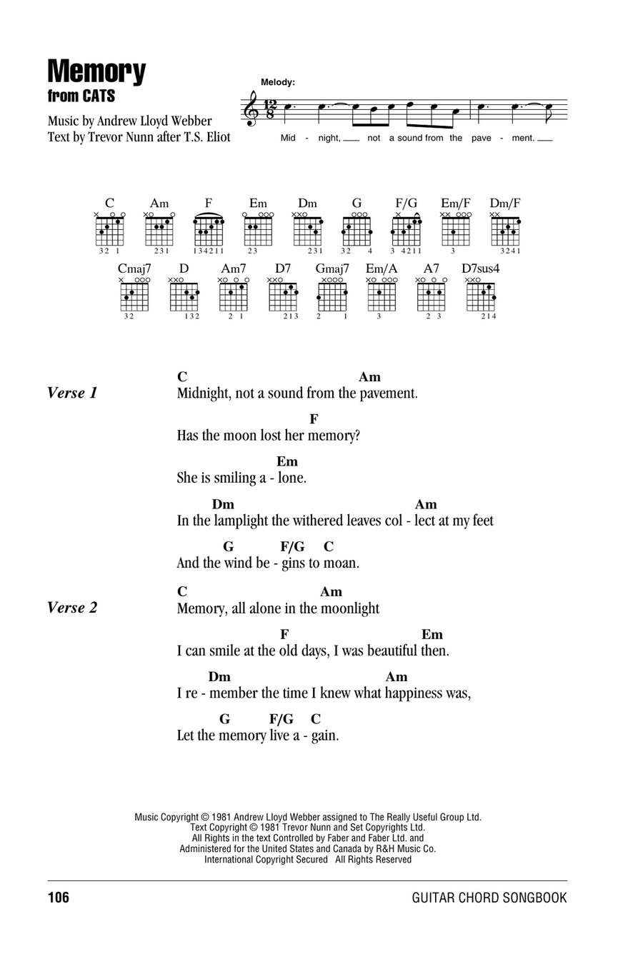 Memory (from Cats) Acoustic Guitar scores gallery preview page 1
