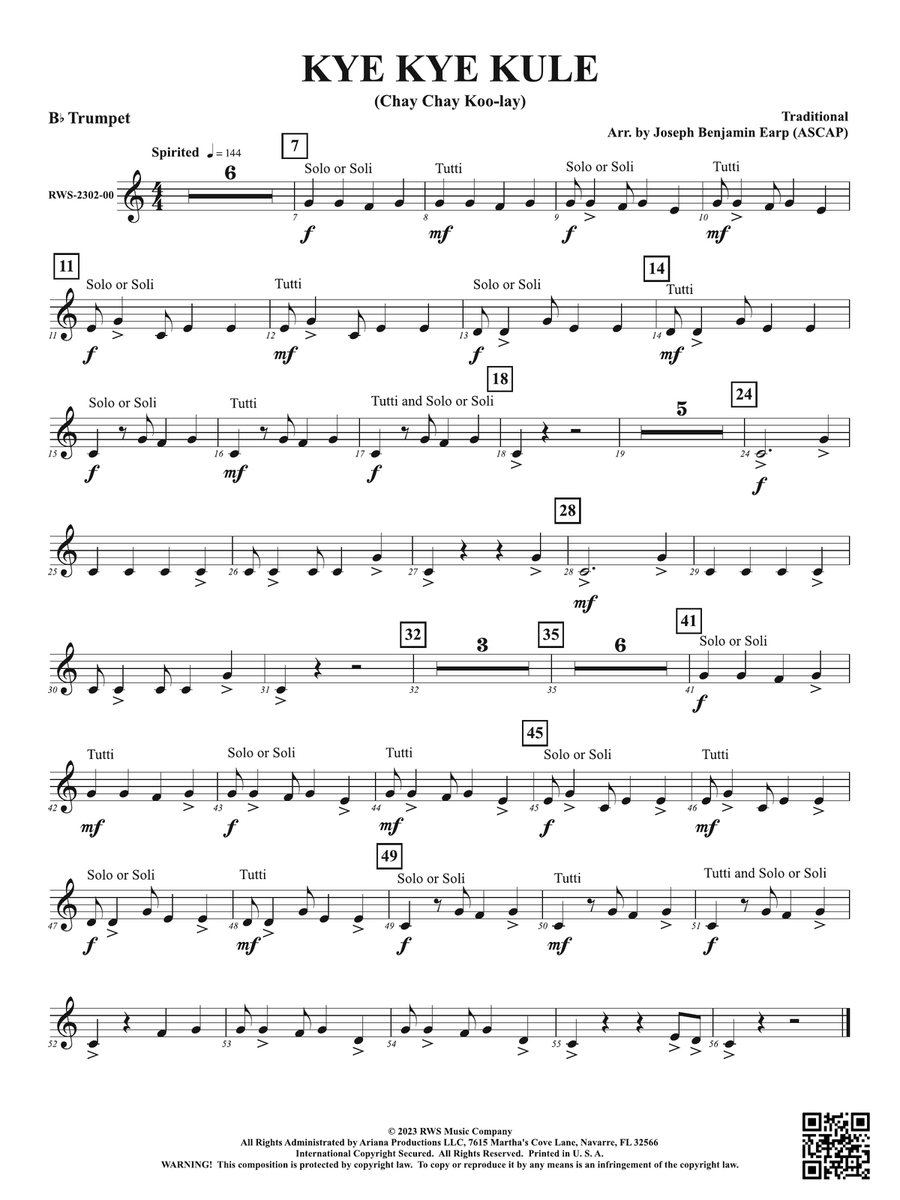 Kye Kye Kule - Chay Chay Koo-lay: 1st B-flat Trumpet B-Flat Trumpet scores gallery preview page 1