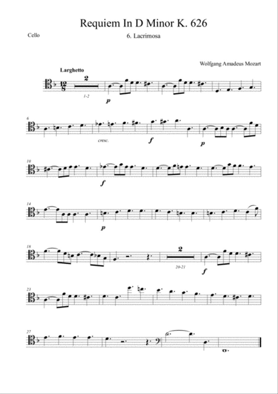Mozart:Requiem K.626 6.Lacrimosa Piano scores gallery preview page 4