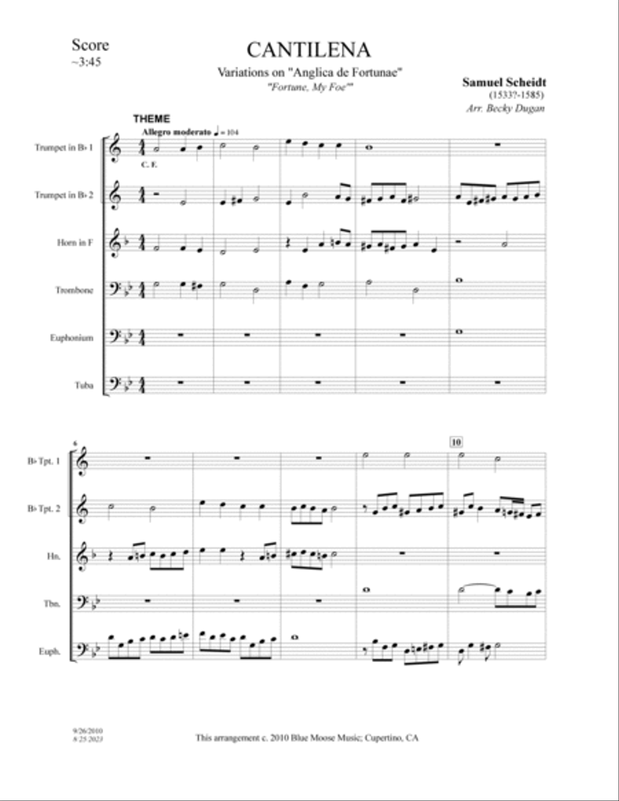 CANTILENA for Brass Sextet Brass Ensemble scores gallery preview page 3