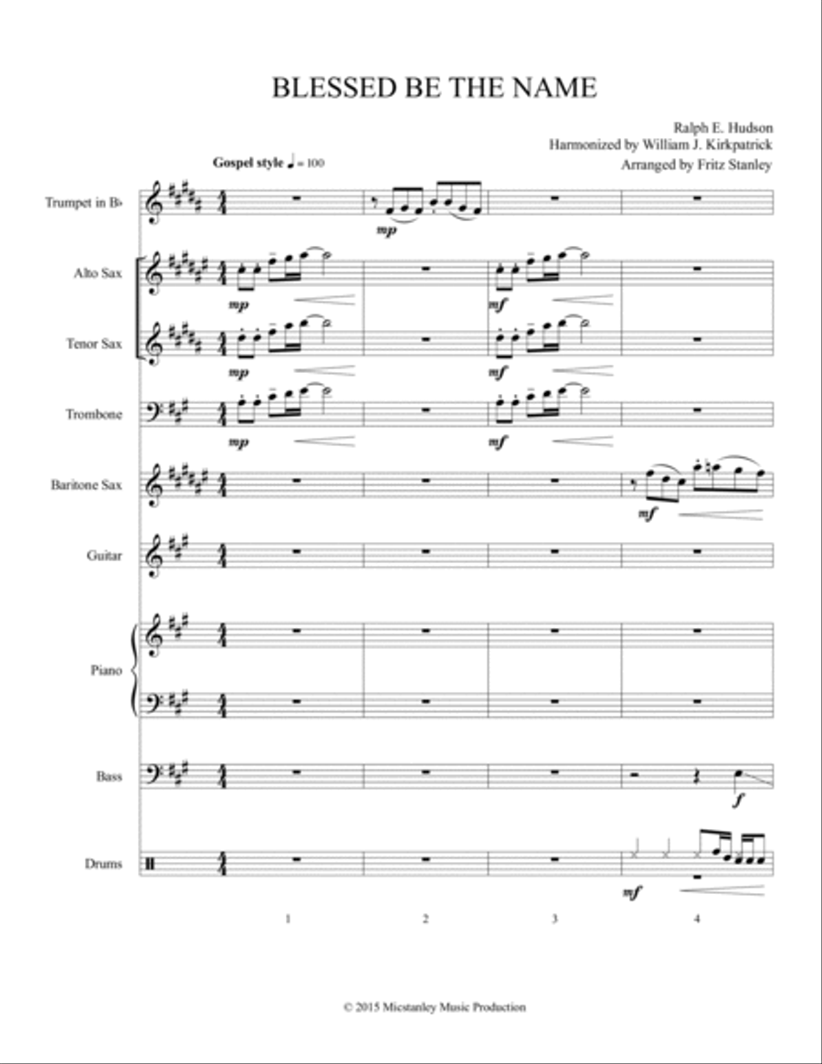 Blessed be The Name for Small/Medium Ensembles Jazz Ensemble scores gallery preview page 2