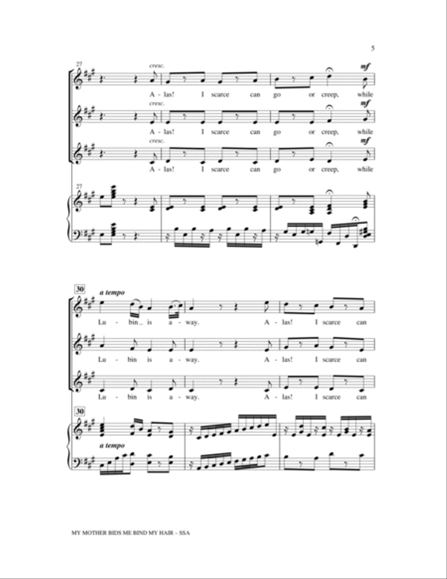 My Mother Bids Me Bind My Hair SSA scores gallery preview page 5