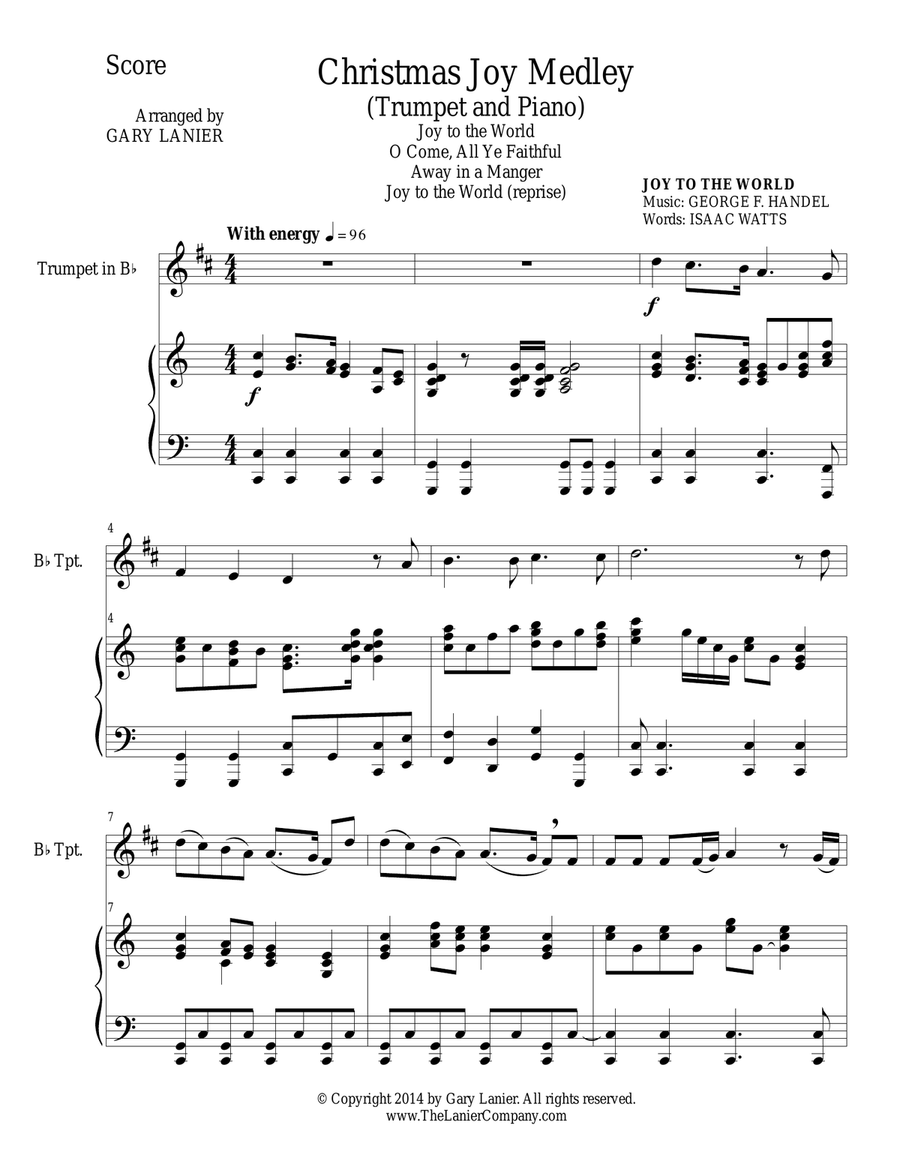 CHRISTMAS JOY MEDLEY Bb Trumpet Piano and Trumpet Part by George