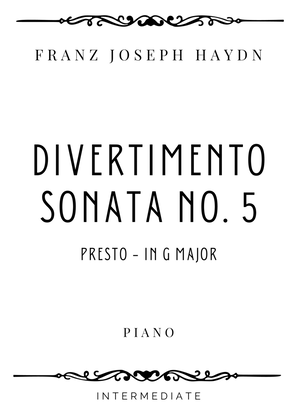 Book cover for Haydn - Presto from Divertimento (Sonata No. 5) in G Major - Intermediate