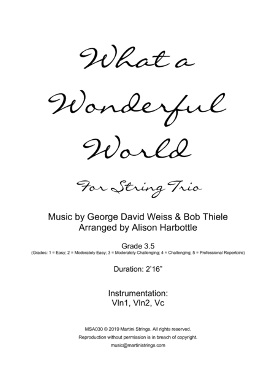 What A Wonderful World String Trio scores gallery preview page 1