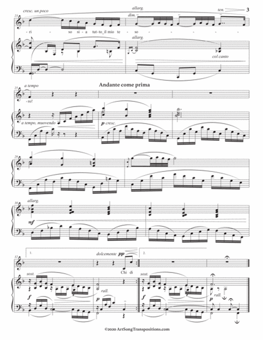 DONAUDY: Amorosi miei giorni (transposed to F major)