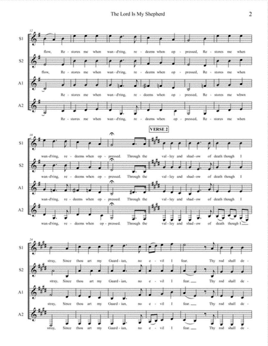 The Lord Is My Shepherd, SSAA a cappella image number null