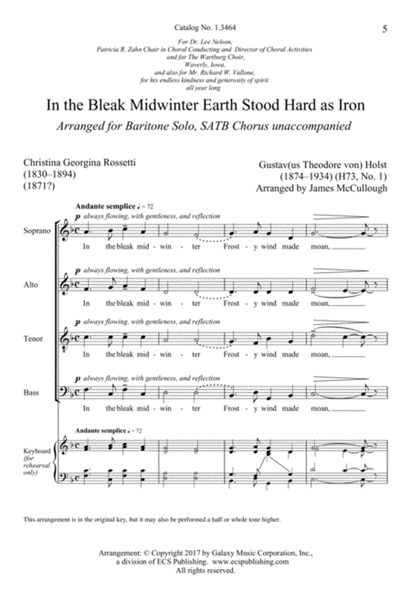 In the Bleak Midwinter Earth Stood Hard as Iron (Downloadable)