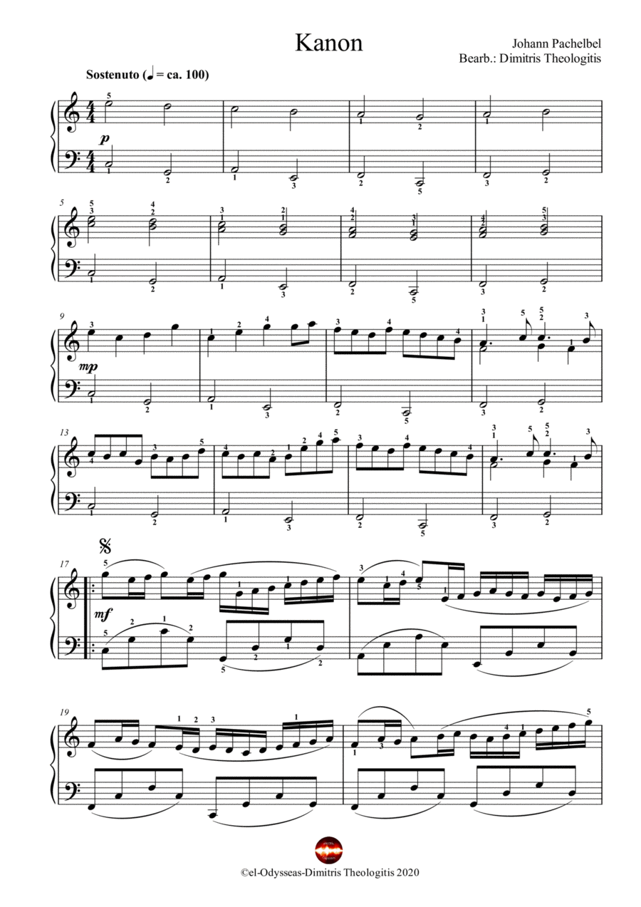 Canon in D major (easy piano) Canon in D major (easy piano) Easy Piano scores gallery preview page 1