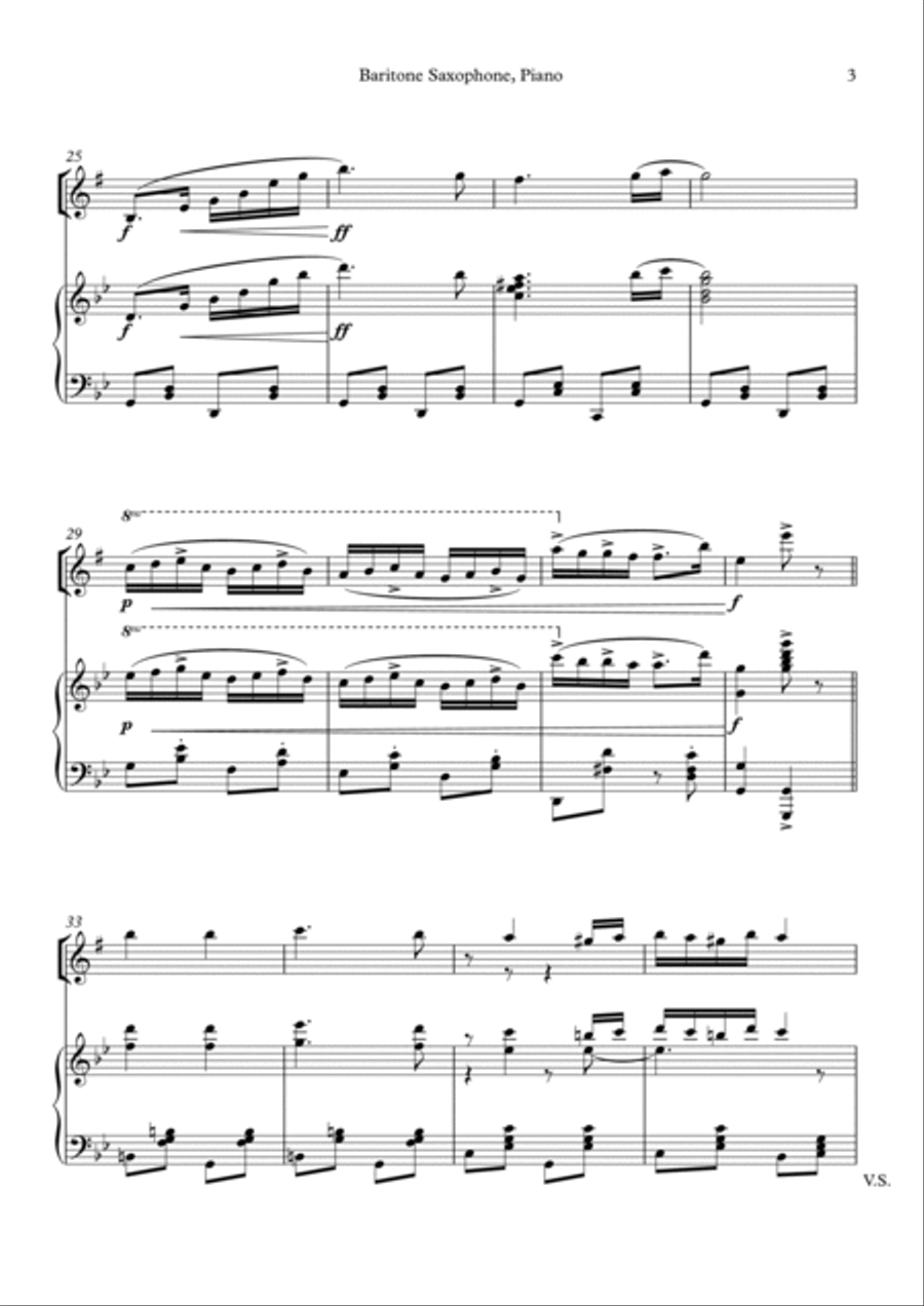 Hungarian Dance No. 5 for Baritone Sax and Piano Woodwind Ensemble scores gallery preview page 3