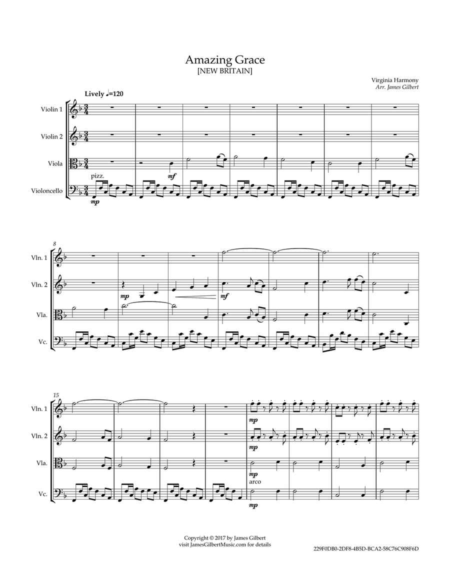 Amazing Grace String Quartet scores gallery preview page 2