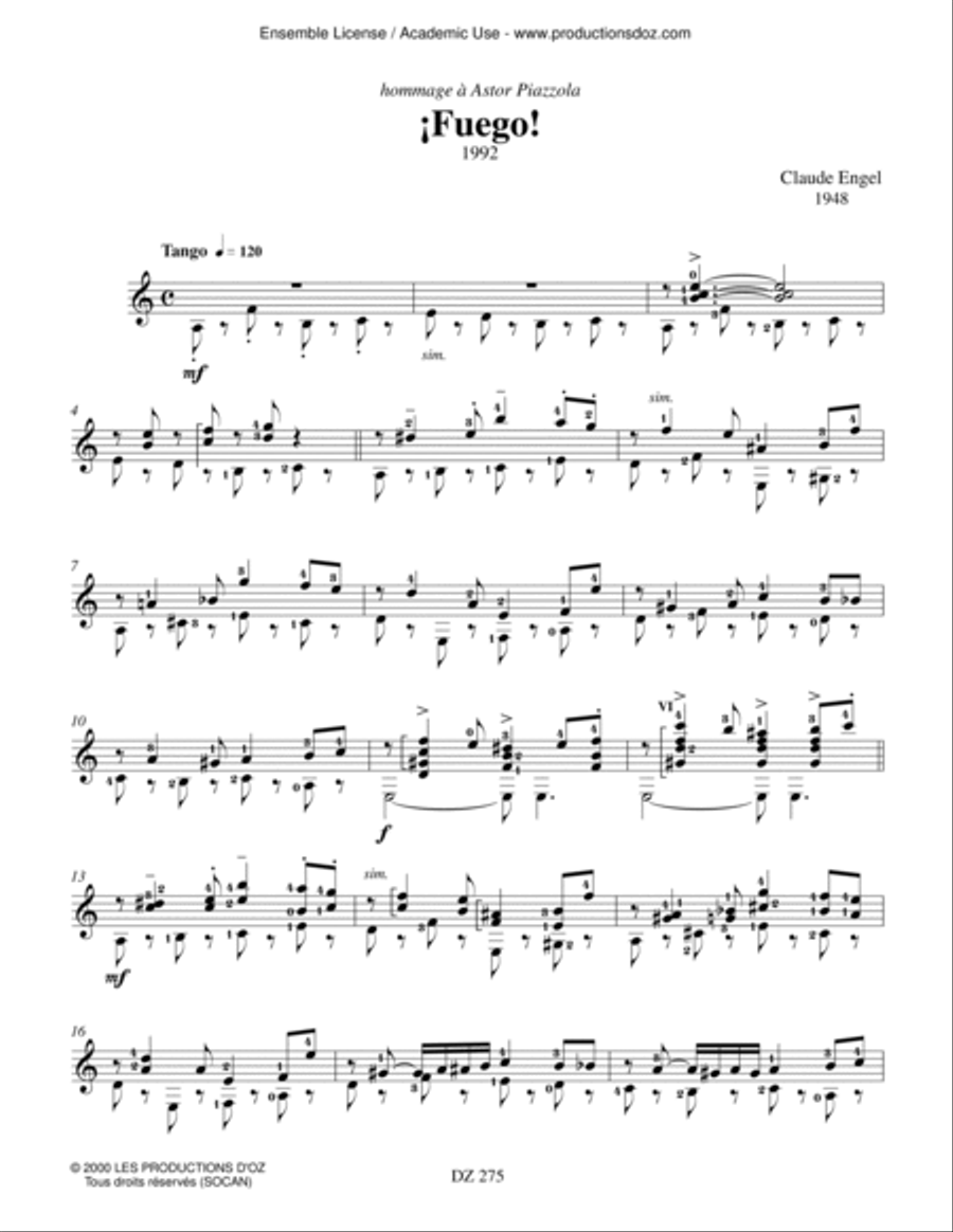 ¡Fuego! Classical Guitar scores gallery preview page 2