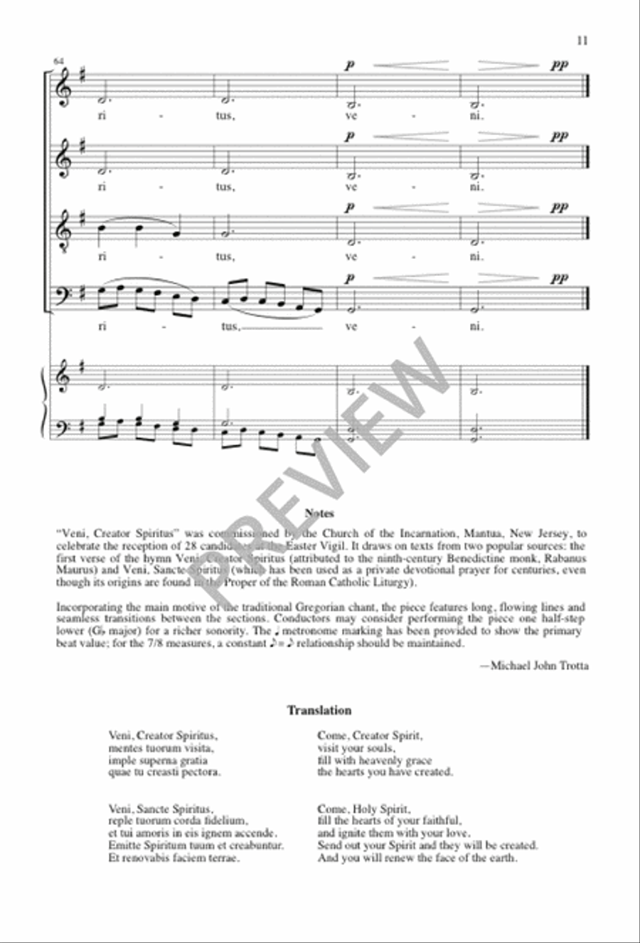 Veni, Creator Spiritus 4-Part scores gallery preview page 11