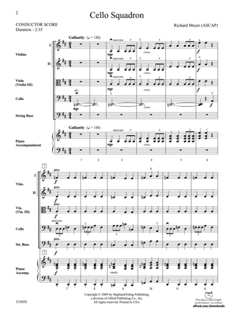 Cello Squadron (score only) String Orchestra scores gallery preview page 2