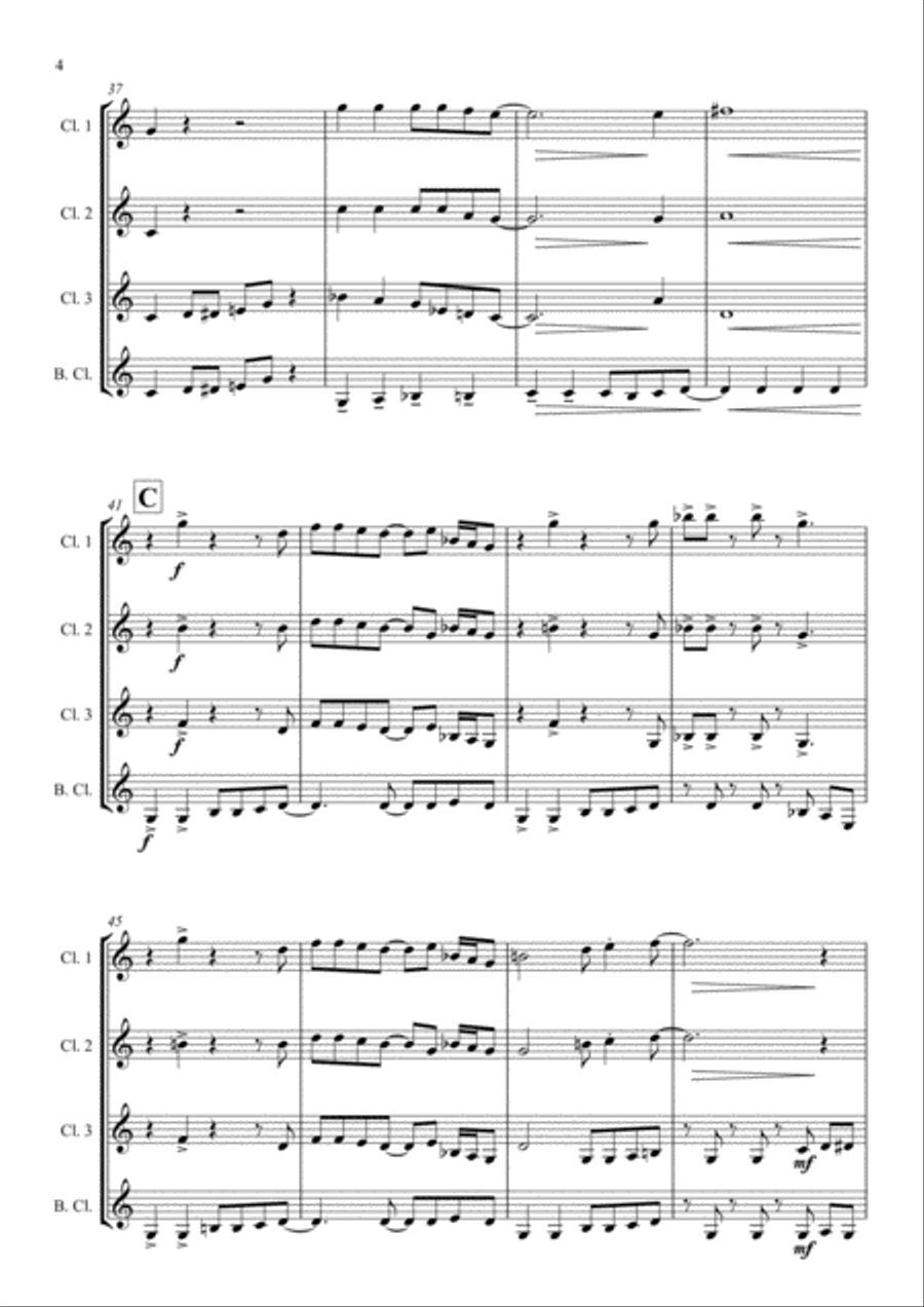 Hip 2 Dat! for Clarinet Quartet Clarinet Quartet scores gallery preview page 4