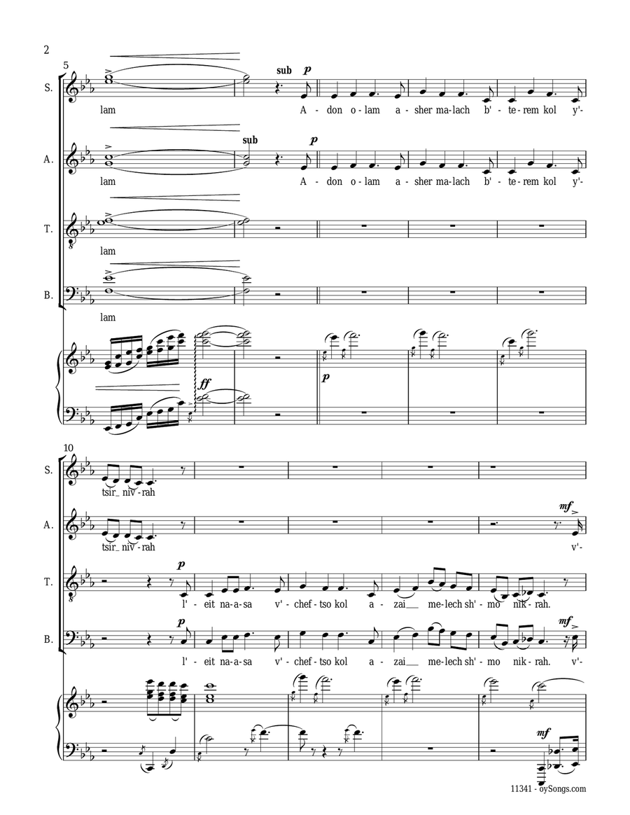 Adon Olam 4-Part scores gallery preview page 2