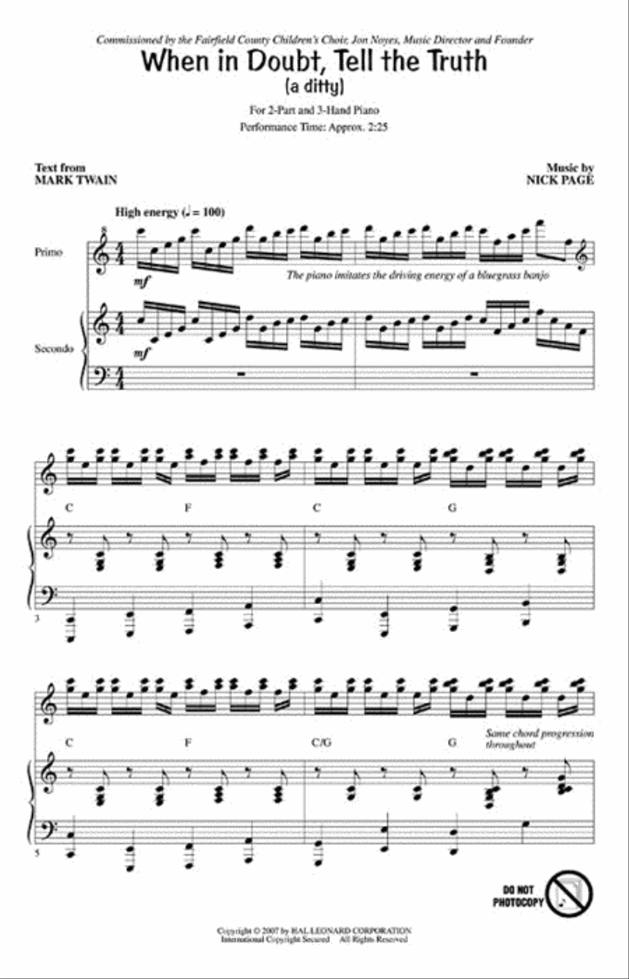 When in Doubt, Tell the Truth 2-Part scores gallery preview page 2