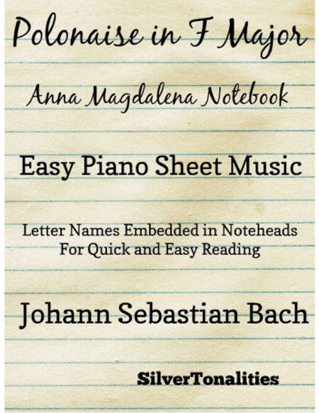 Polonaise In F Major Bwv Anh 117 Anna Magdalena Notebook Easy Piano Sheet Music