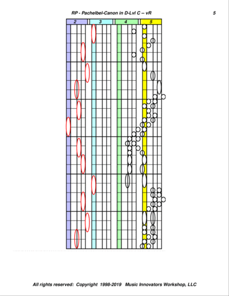 Pachelbel - Themes From Canon in D - (Key Map Tablature) Piano Solo scores gallery preview page 5