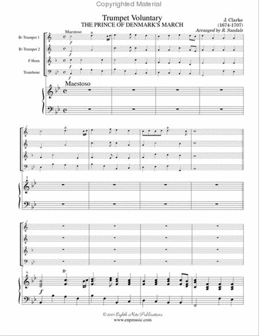 Trumpet Voluntary (The Prince of Denmark's March) Brass Ensemble scores gallery preview page 2