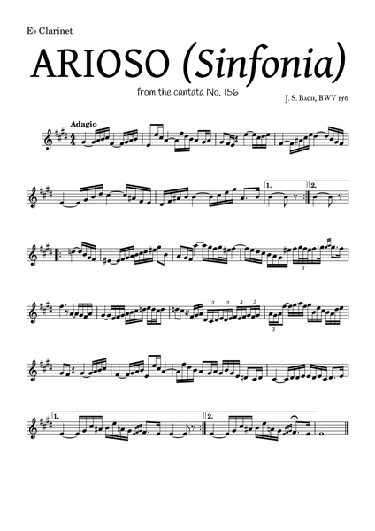 ARIOSO, by J. S. Bach (sinfonia) - for E♭ Clarinet and accompaniment image number null