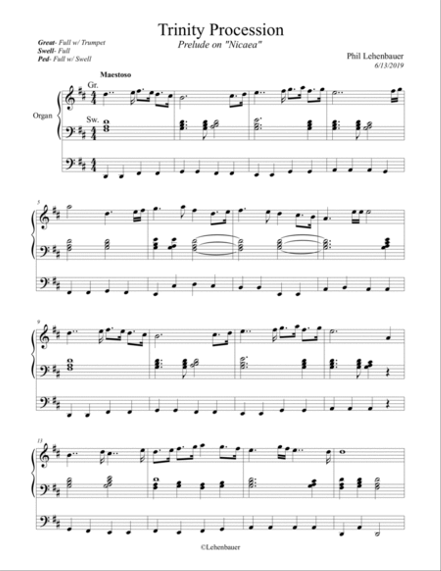 Trinity Procession (Nicaea) organ work, by Phil Lehenbauer Organ Solo scores gallery preview page 2
