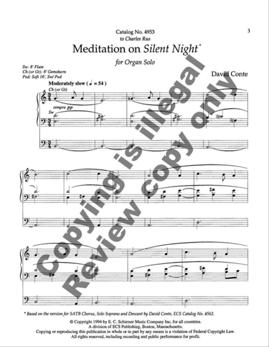 Meditation on Silent Night Organ scores gallery preview page 5