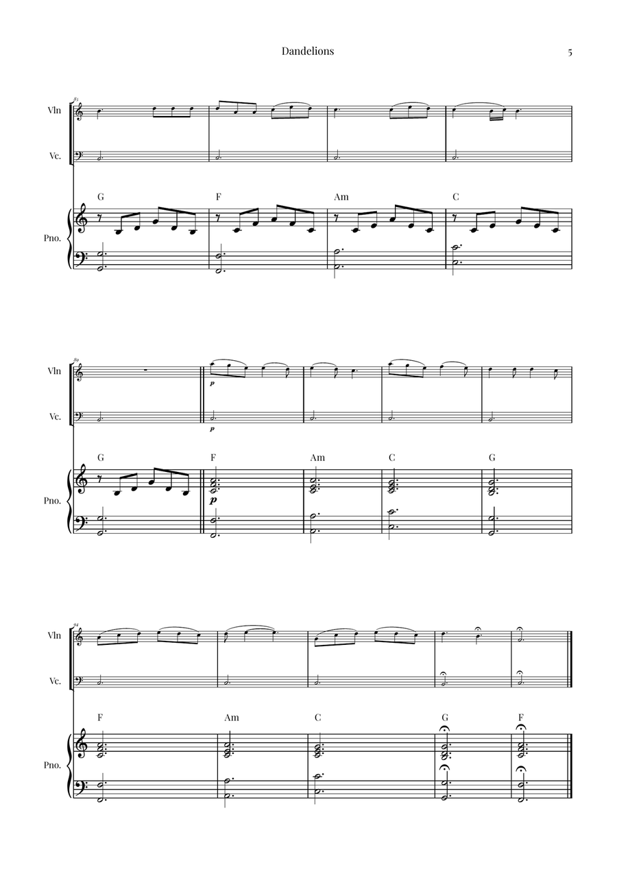 Dandelions Piano Trio scores gallery preview page 5
