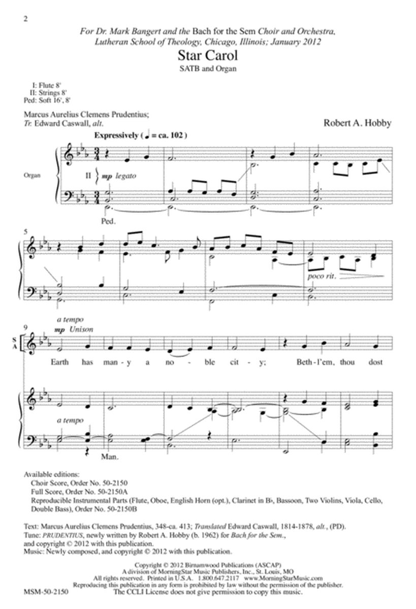 Star Carol (Downloadable Choral Score)
